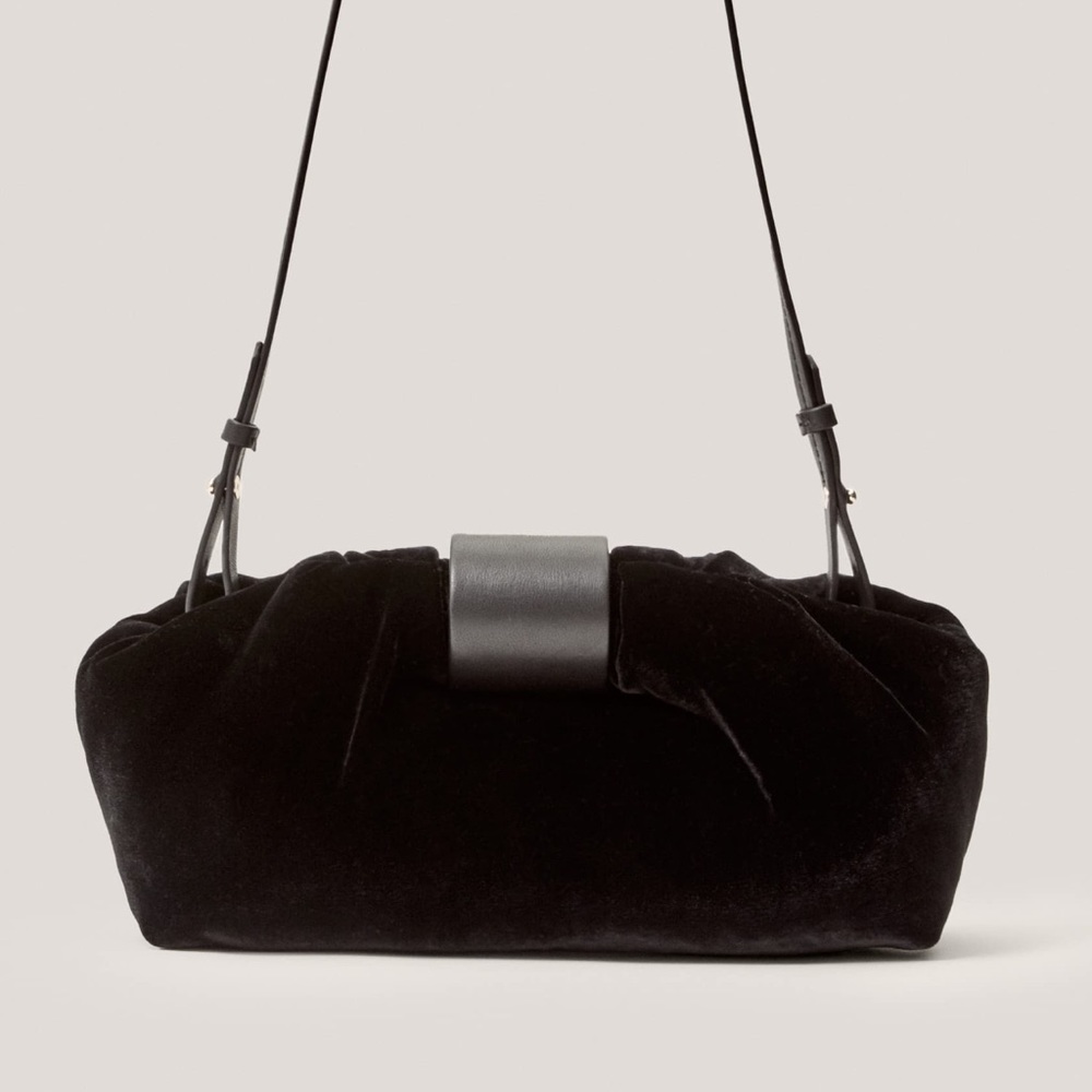 Silk blend velvet pouch bag